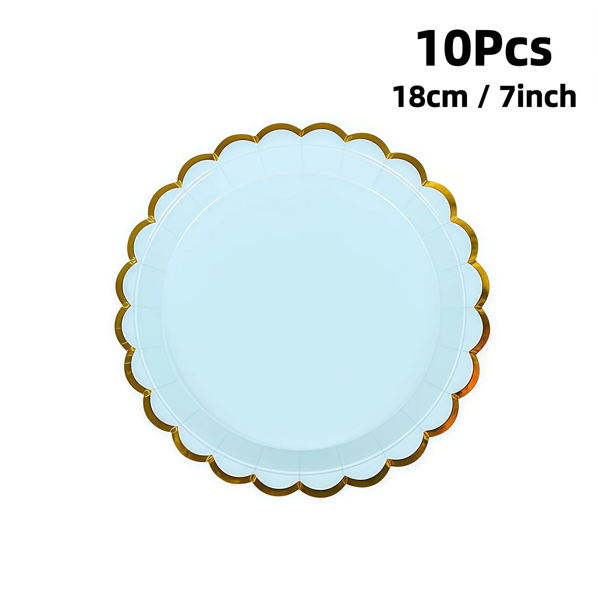 Deluxe Pastel Coloured Scalloped Edge Gold Foil Paper Plates Cups Napkins Disposable Tableware Set for Birthday Wedding Celebration Party Supplies