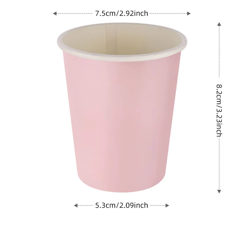 Elegant Pink Scalloped Edge Paper Plates Cups Napkins Solid Color Disposable Tableware For Christmas, Baby Shower Birthday Party Decor