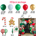 Christmas Balloon Garland Arch Kit Red Green Candy Cane Gingerbread Man Balloon Christmas Party Decoration 153pcs