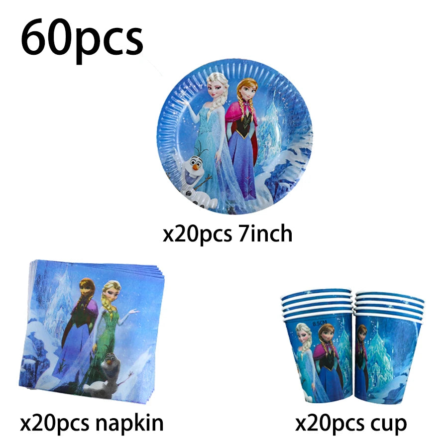 Elsa & Anna Princess Birthday Party Kit – Frozen-Themed Decorations, Balloons, Banner, Plates, Cups & Gift Bags