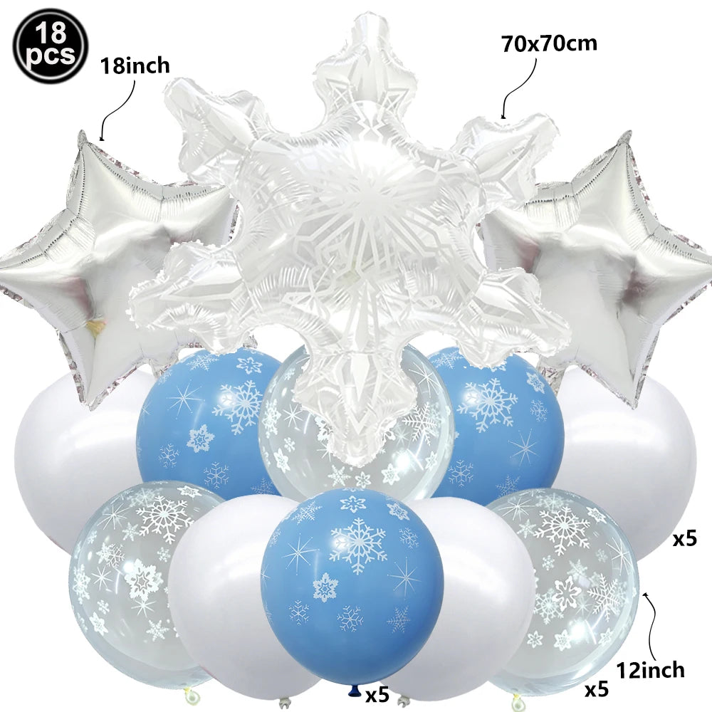 Christmas Party Decor Snowflake Fringe Curtains Snowflake Hanging Swirls Balloons Princess Theme Winter Birthday Party Decor