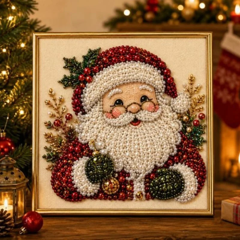 Christmas Pearl Diamond Arts and Crafts Set Santa Claus Elf Pattern DIY Pearl Art Artware Suitable For Beginner and Experienced as Gifts