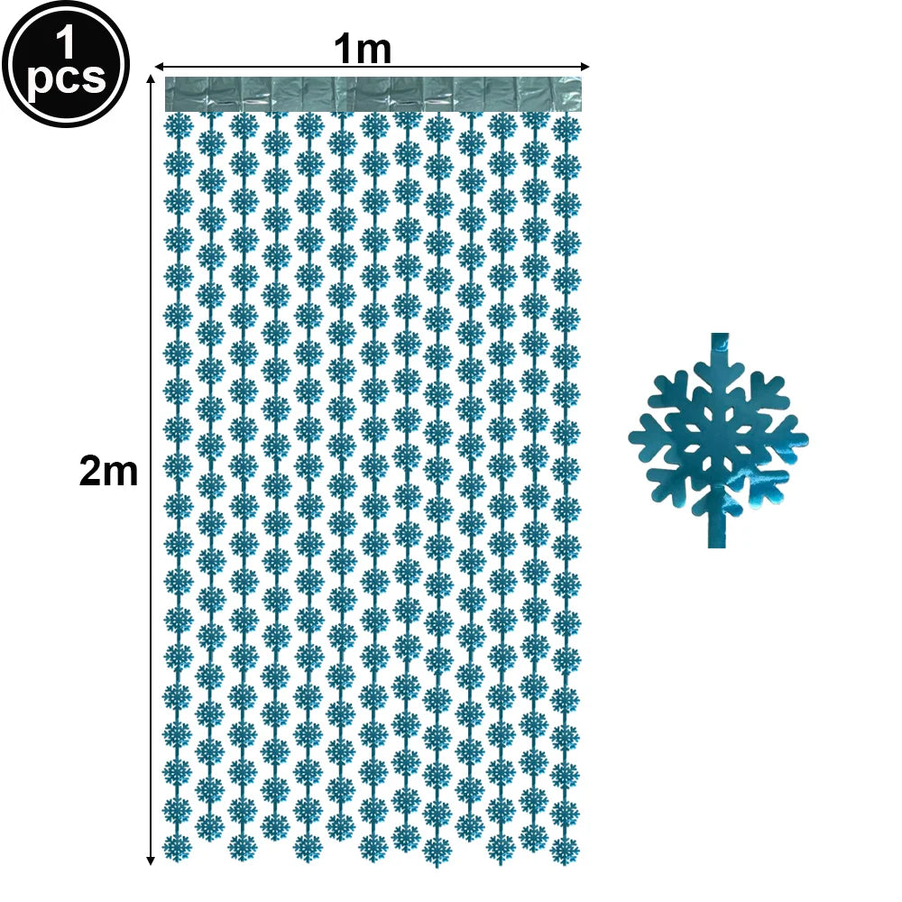 Christmas Party Decor Snowflake Fringe Curtains Snowflake Hanging Swirls Balloons Princess Theme Winter Birthday Party Decor