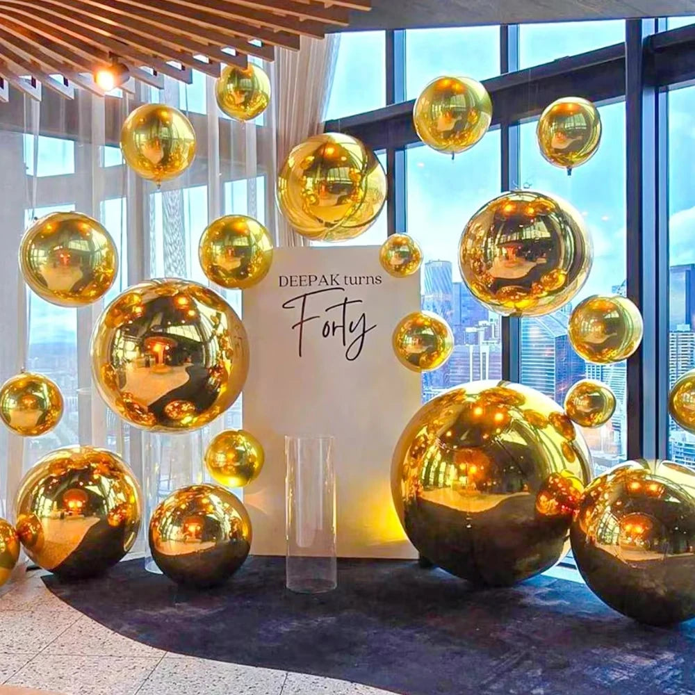 4D Foil Balloons Holographic Round Balloon for Birthday Bachelor Party and Christmas Decoration Valentine's Day and Baby Shower