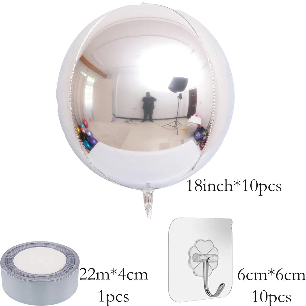 18inch / 22inch  Hanging Balloons  (All colours)  10pcs set Large 4D Chrome Foil Balloons Birthday Party Wedding Baby Shower