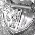 5PCS Elegant Rhinestone Women Quartz Watch Jewelry Set Fashion Ladies Bracelet Strap Wristwatches Reloj Mujer（Without Box） - Gifts
