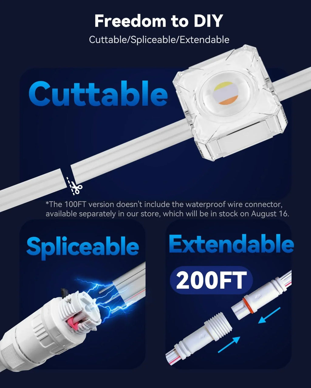 App-Controlled Waterproof Holiday External Decorative Lights, Christmas LED Eave Lights, 5/60-Meter Outdoor DIY Permanent Lighting String