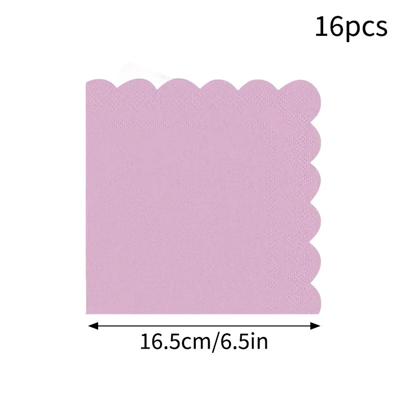 Deluxe Party Decoration Paper Plates Cups and Serviettes Birthday Wedding Party Supplies Christmas Party  - Flower Shape |  White  Pink Baby Blue Lilac