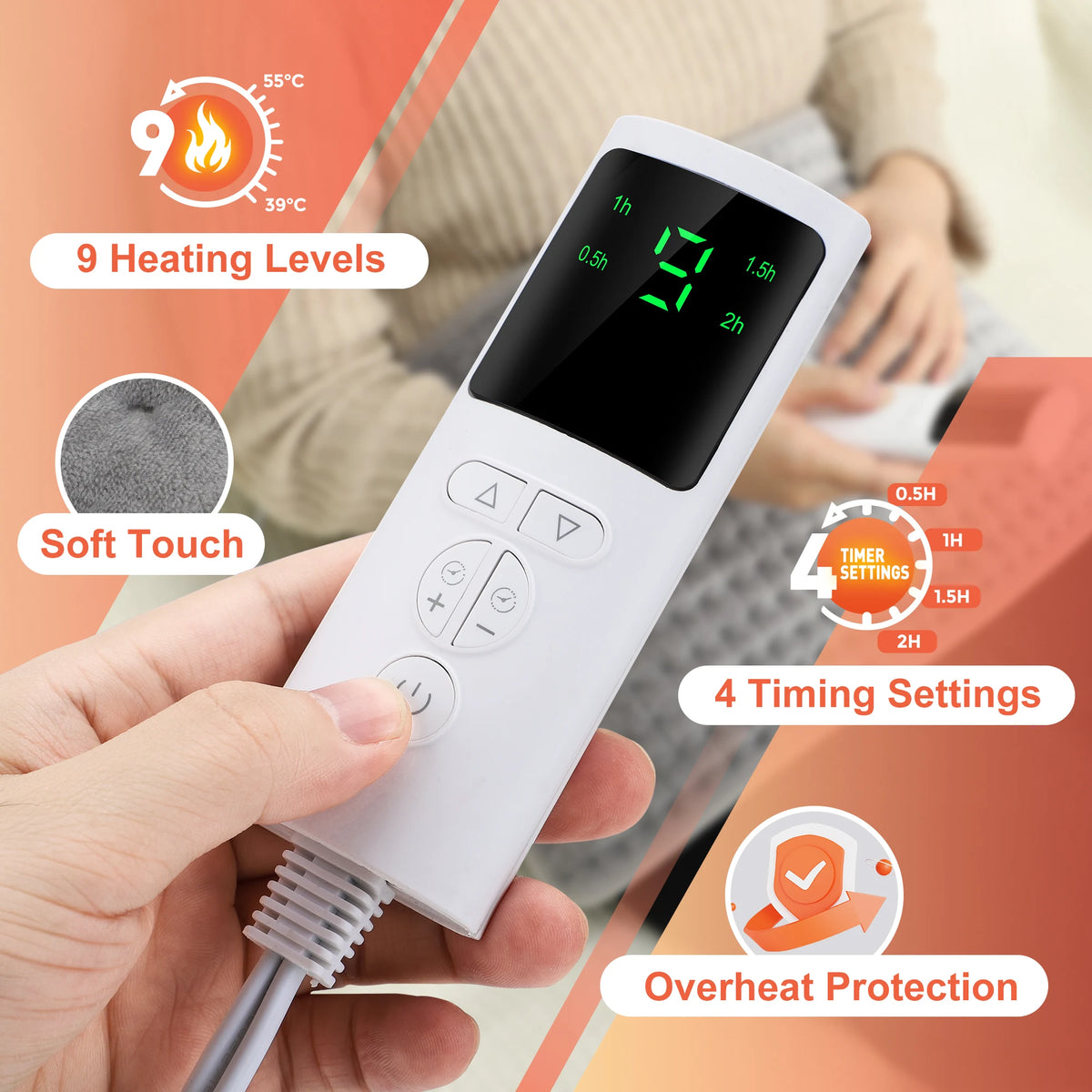 Back Heating Support Belt Electric Waist Brace With Adjustable Temperature
