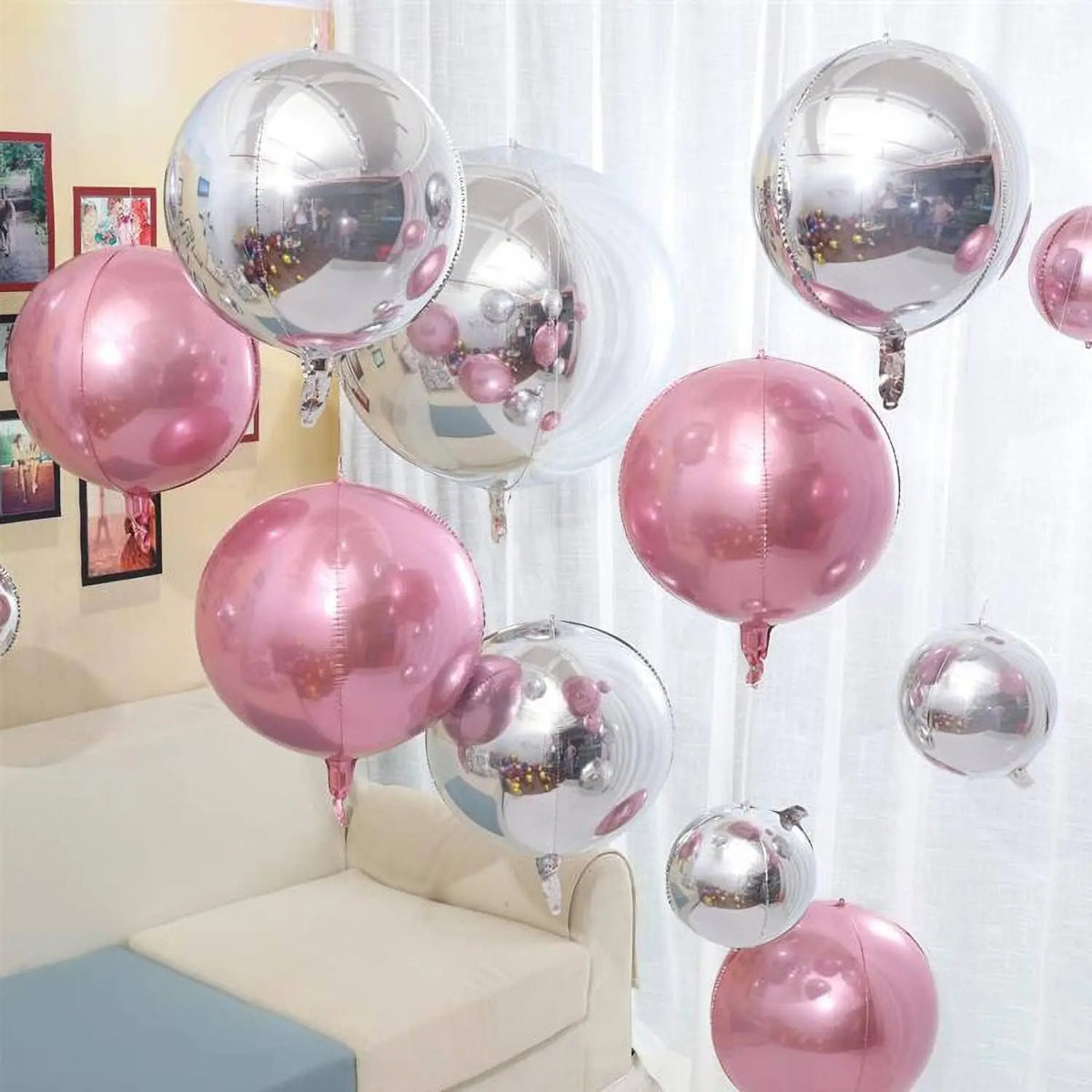 18inch / 22inch  Hanging Balloons  (All colours)  10pcs set Large 4D Chrome Foil Balloons Birthday Party Wedding Baby Shower