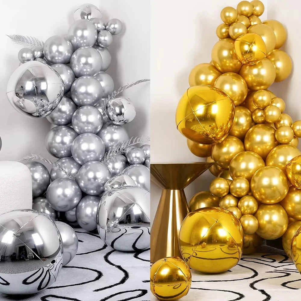 4D Foil Balloons Holographic Round Balloon for Birthday Bachelor Party and Christmas Decoration Valentine's Day and Baby Shower