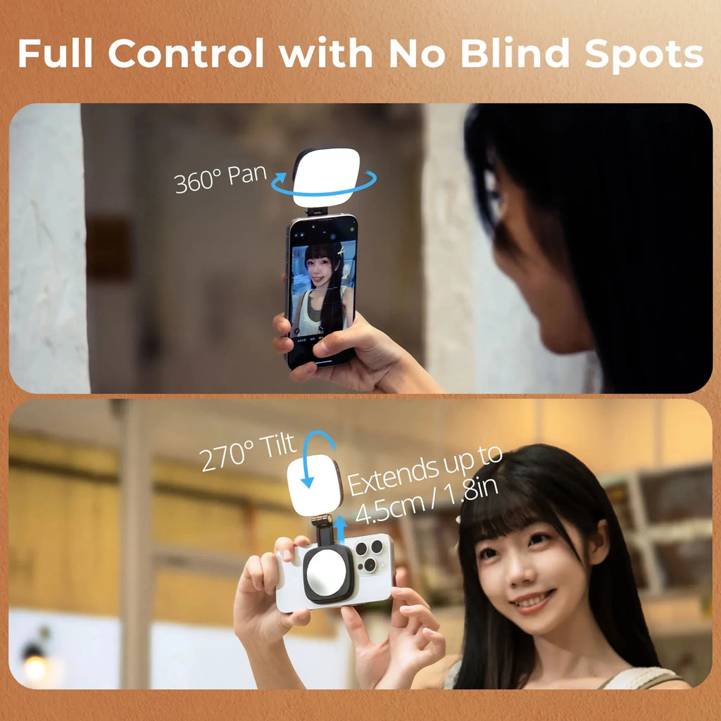 SmallRig Vibe P48 MagSafe Mobile Phone LED Video Light for iPhone 16 15 14 Pro Max Fill Light Phone Stand for Selfie Video Vlog