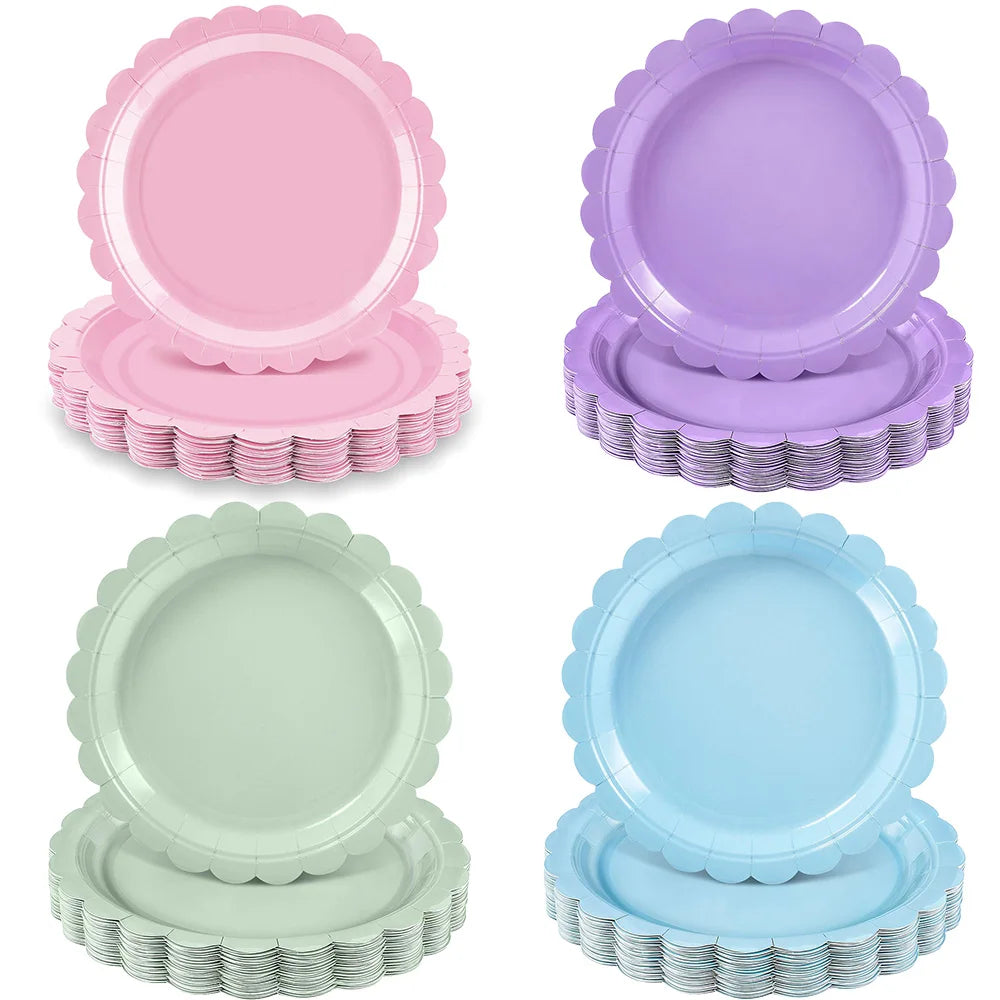 Petal Shaped Pastel Coloured 7/9 Inch Disposals  for Weddings Birthdays Baby Showers Party Supplies
