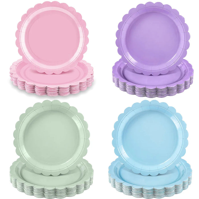 Petal Shaped Pastel Coloured 7/9 Inch Disposals  for Weddings Birthdays Baby Showers Party Supplies