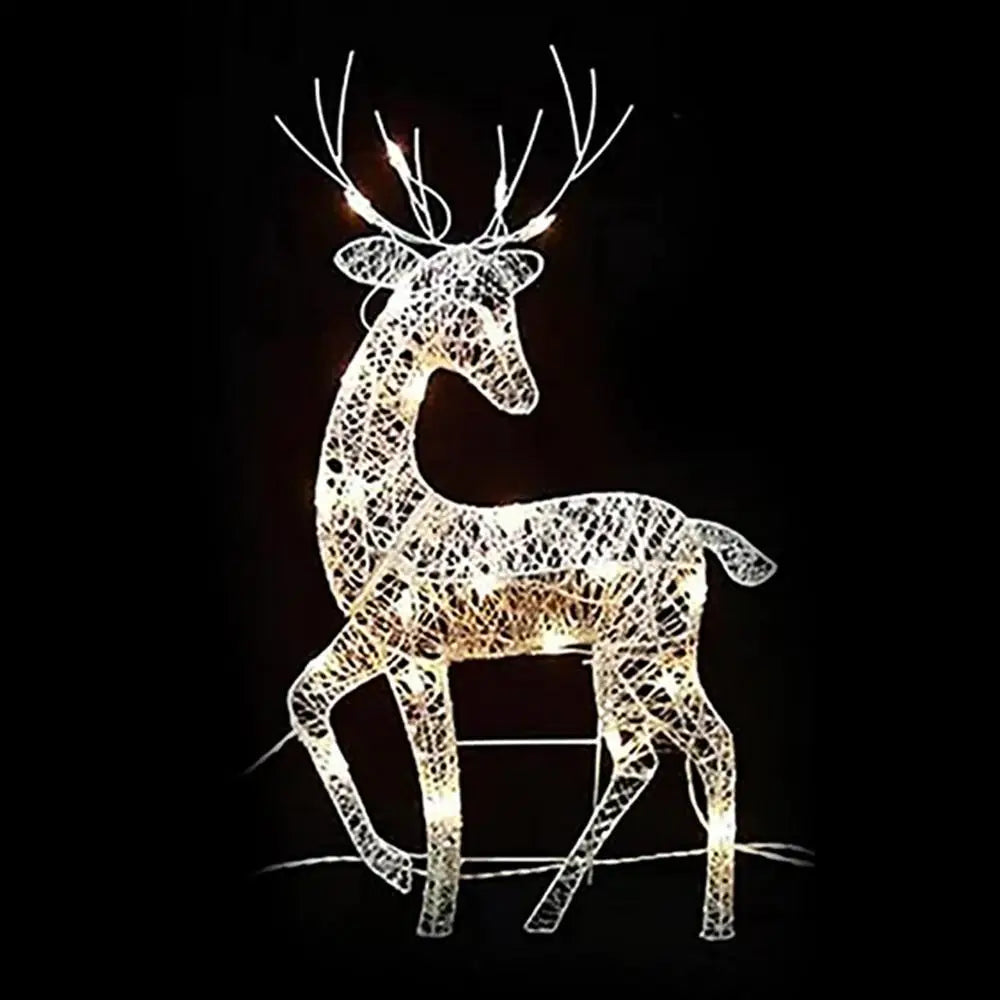 Outdoor Lighted Christmas Reindeer Standing Ornament With LED Light Glowing Glitter Reindeer