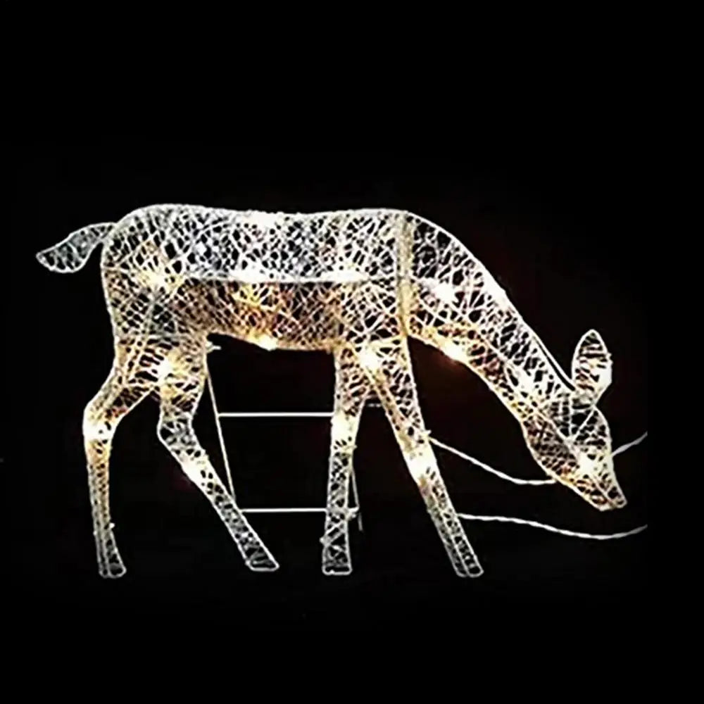 Outdoor Lighted Christmas Reindeer Standing Ornament With LED Light Glowing Glitter Reindeer