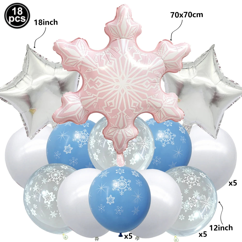 Christmas Party Decor Snowflake Fringe Curtains Snowflake Hanging Swirls Balloons Princess Theme Winter Birthday Party Decor