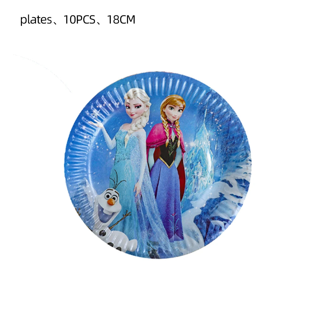 Elsa & Anna Princess Birthday Party Kit – Frozen-Themed Decorations, Balloons, Banner, Plates, Cups & Gift Bags