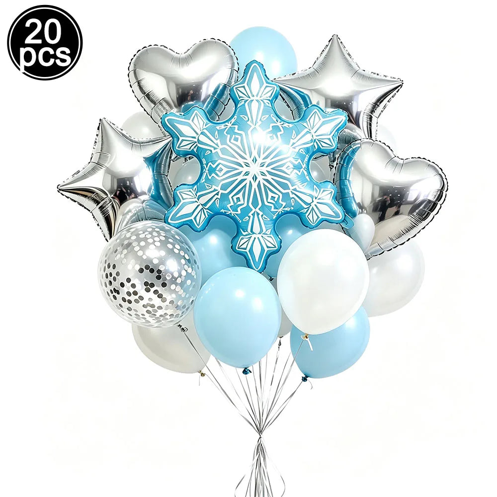 Christmas Party Decor Snowflake Fringe Curtains Snowflake Hanging Swirls Balloons Princess Theme Winter Birthday Party Decor