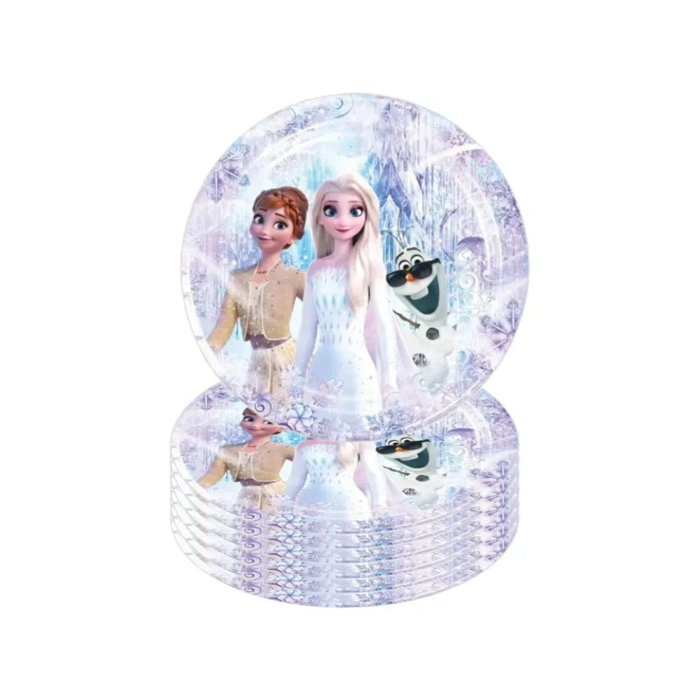 Elsa & Anna Princess Birthday Party Kit – Frozen-Themed Decorations, Balloons, Banner, Plates, Cups & Gift Bags