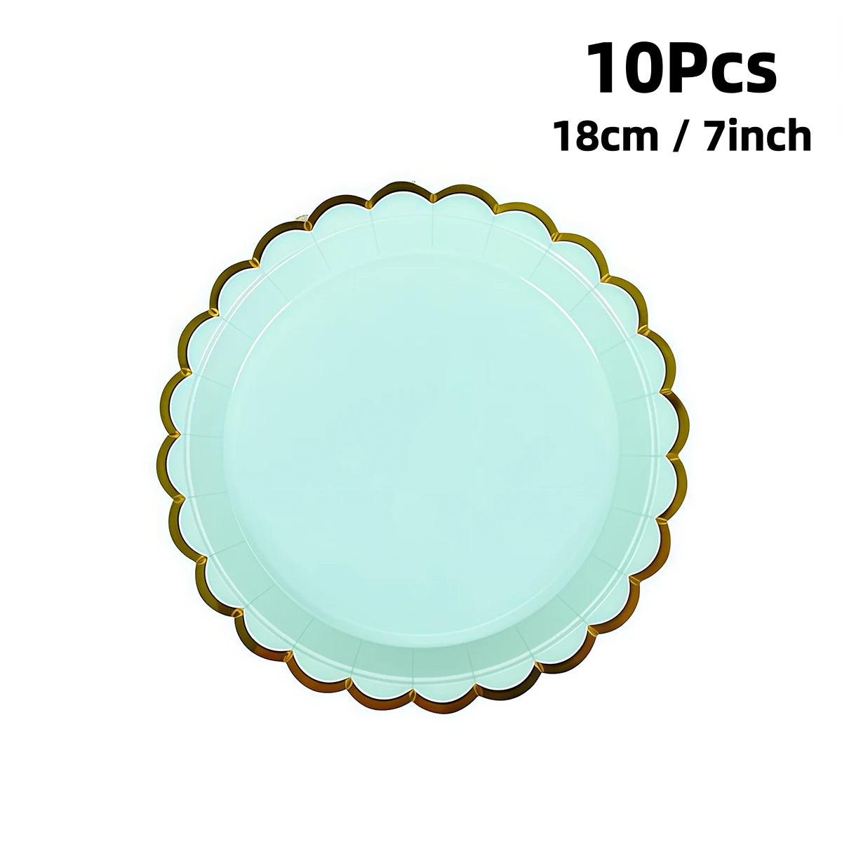 Deluxe Pastel Coloured Scalloped Edge Gold Foil Paper Plates Cups Napkins Disposable Tableware Set for Birthday Wedding Celebration Party Supplies