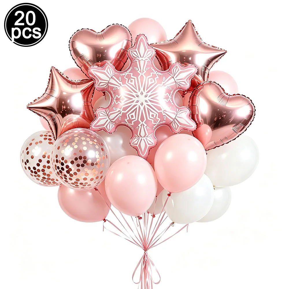 Christmas Party Decor Snowflake Fringe Curtains Snowflake Hanging Swirls Balloons Princess Theme Winter Birthday Party Decor