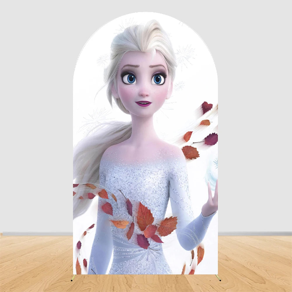 Ice Princess Birthday Decorations Arch Backdrop Cover | Winter Wonderland Snow Queen Kids Girls Birthday Party Background