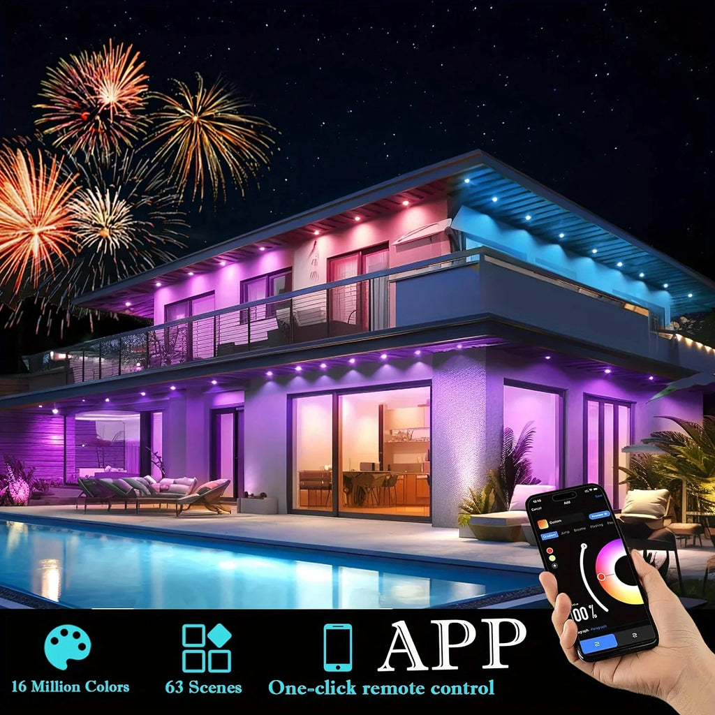 App-Controlled Waterproof Holiday External Decorative Lights, Christmas LED Eave Lights, 5/60-Meter Outdoor DIY Permanent Lighting String