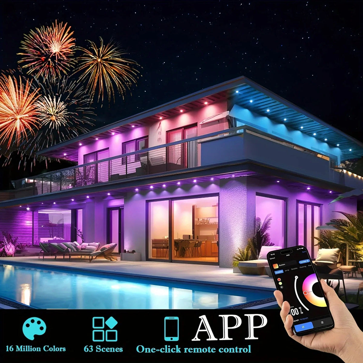App-Controlled Waterproof Holiday External Decorative Lights, Christmas LED Eave Lights, 5/60-Meter Outdoor DIY Permanent Lighting String