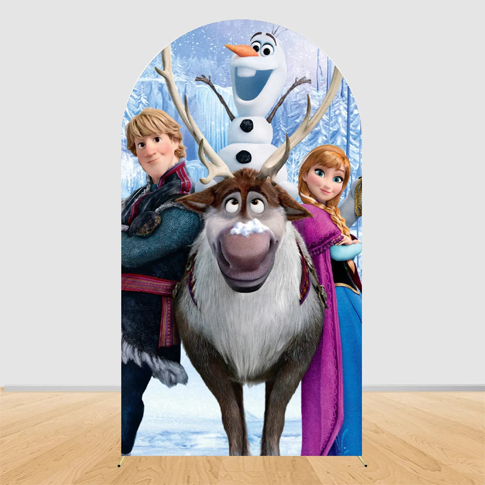 Ice Princess Birthday Decorations Arch Backdrop Cover | Winter Wonderland Snow Queen Kids Girls Birthday Party Background
