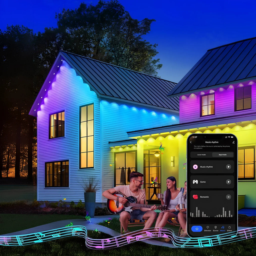 App-Controlled Waterproof Holiday External Decorative Lights, Christmas LED Eave Lights, 5/60-Meter Outdoor DIY Permanent Lighting String
