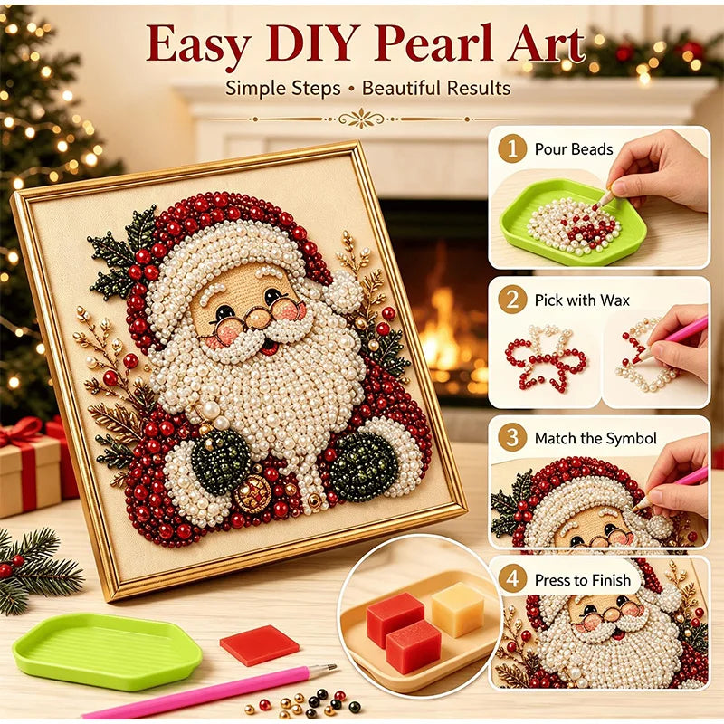Christmas Pearl Diamond Arts and Crafts Set Santa Claus Elf Pattern DIY Pearl Art Artware Suitable For Beginner and Experienced as Gifts