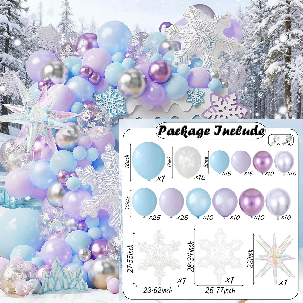 Winter Wonderland Garland Arch Kit for Christmas Party or Birthday Celebration or Wedding Scene Layout Party Supplies 159pcs