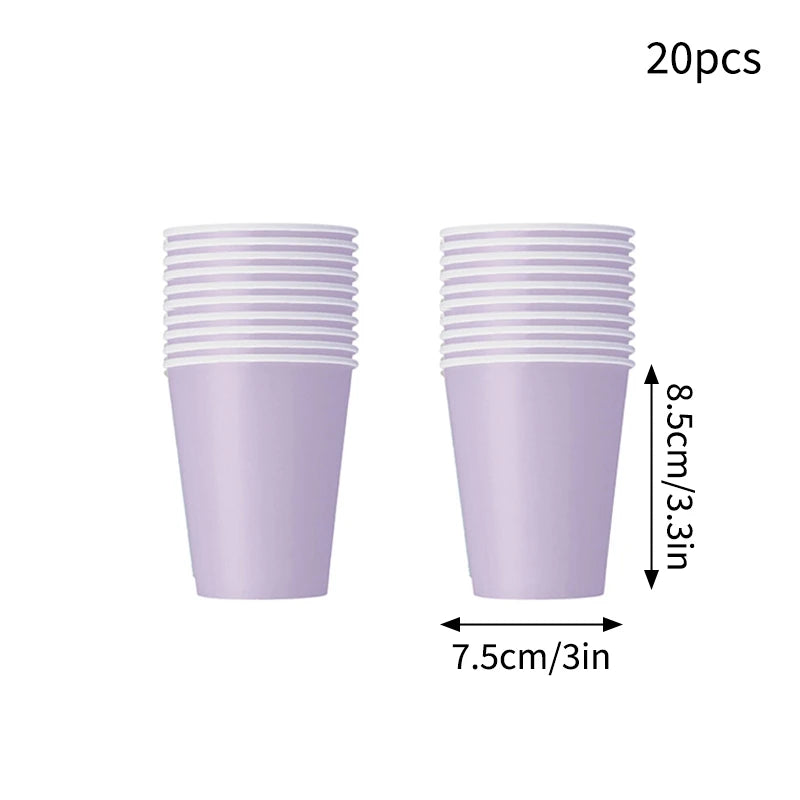 Deluxe Party Decoration Paper Plates Cups and Serviettes Birthday Wedding Party Supplies Christmas Party  - Flower Shape |  White  Pink Baby Blue Lilac