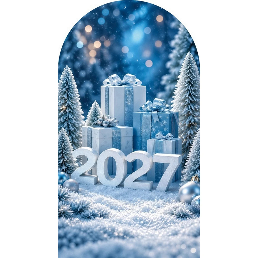Snowflake Balloon Arch Backdrop for Christmas and New Year Party Spandex Elastic Arched Backround