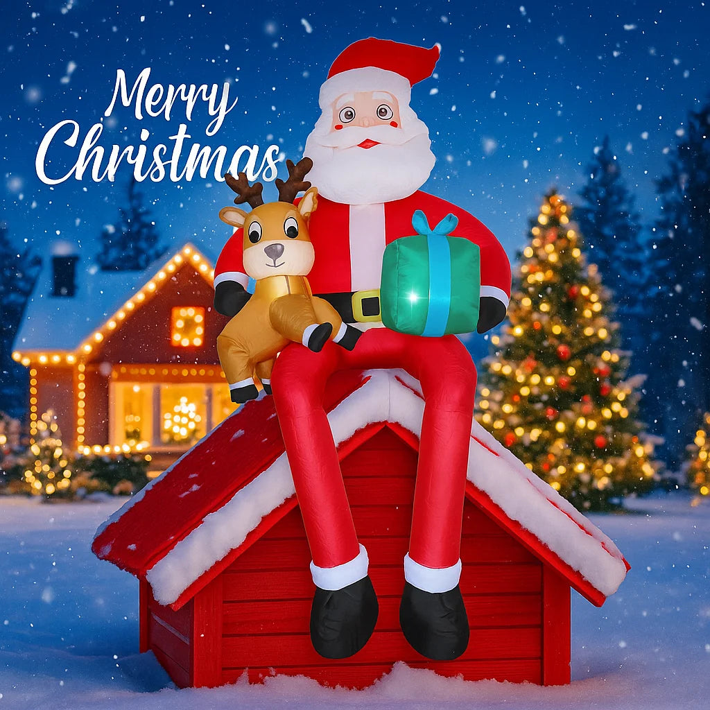 Giant 9.5FT Inflatable Christmas Santa Claus Decoration Reindeer Gift LED Home Ornament Christmas Gifts Supplies Toy Xmas Yard Decor