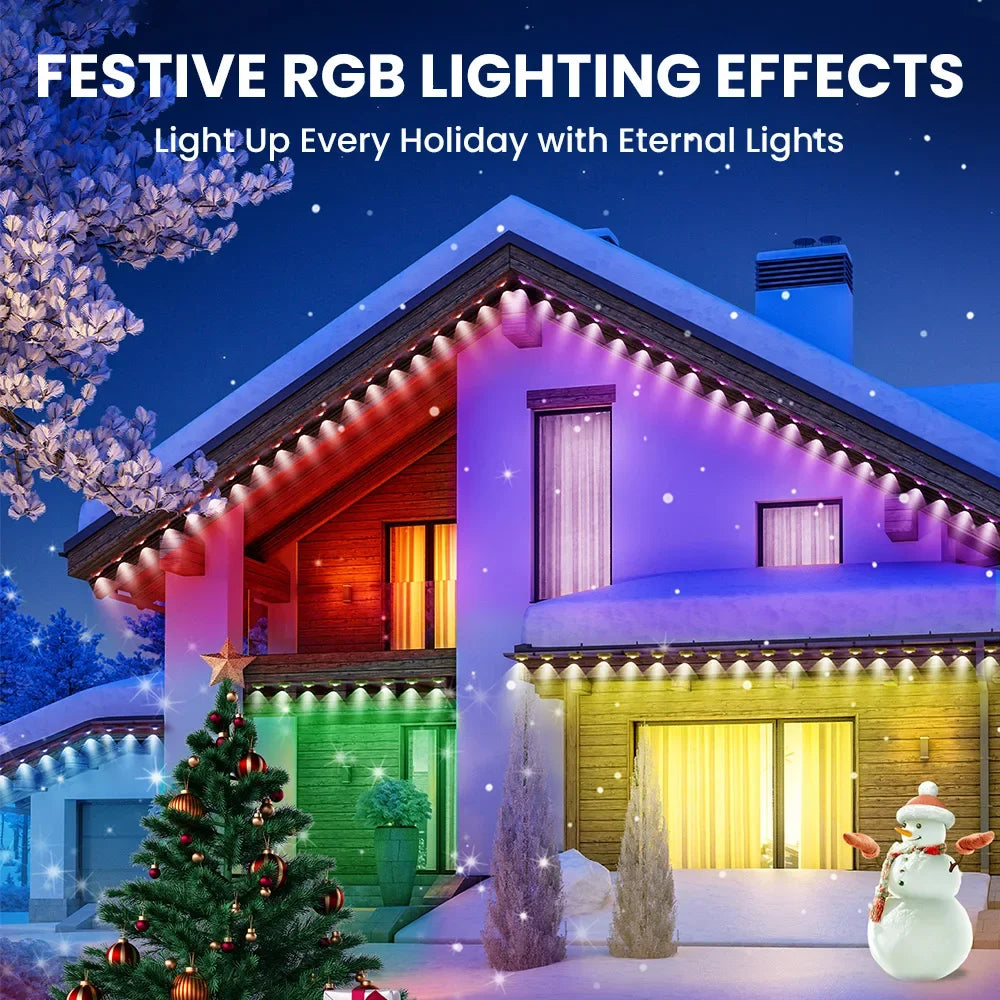 App-Controlled Waterproof Holiday External Decorative Lights, Christmas LED Eave Lights, 5/60-Meter Outdoor DIY Permanent Lighting String