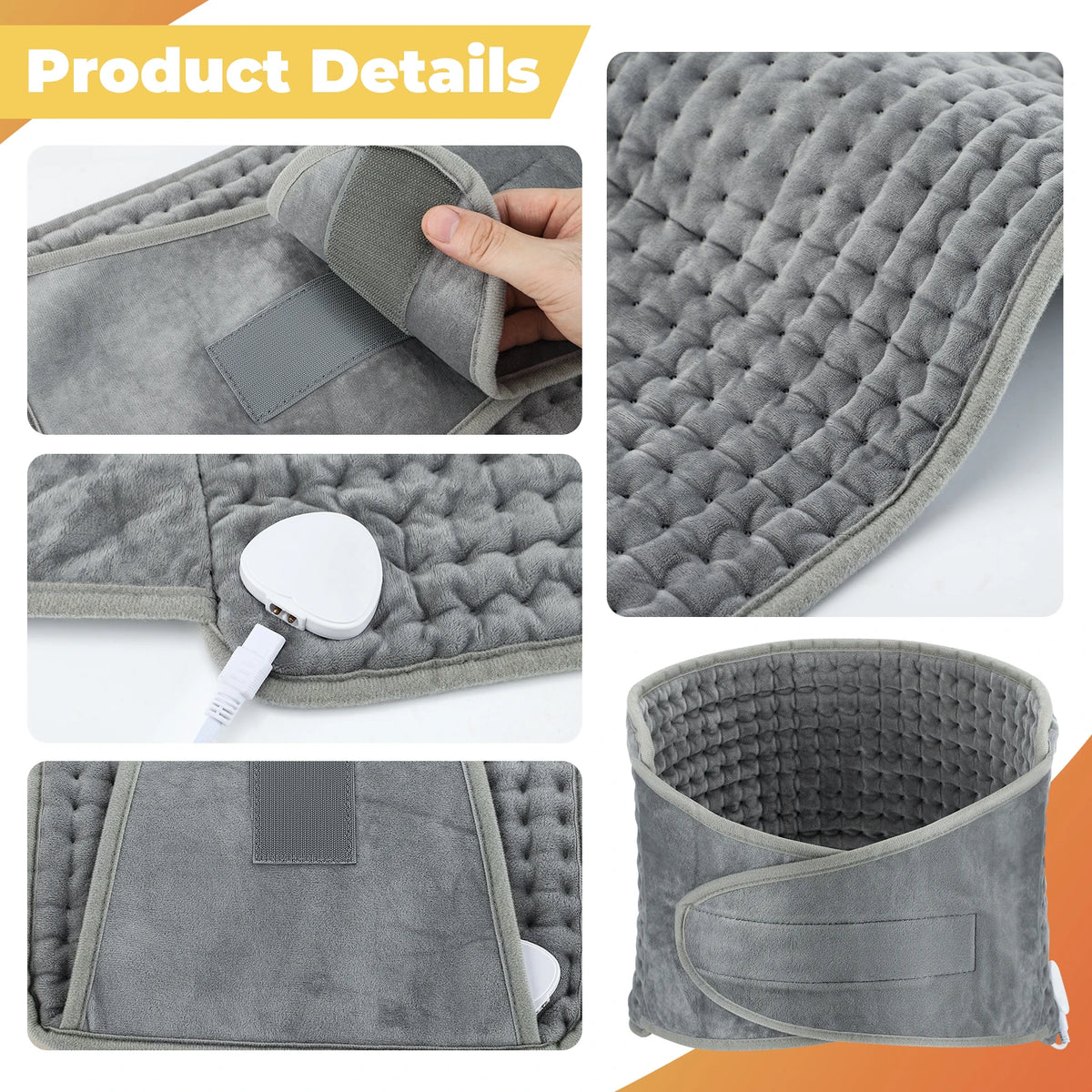 Back Heating Support Belt Electric Waist Brace With Adjustable Temperature