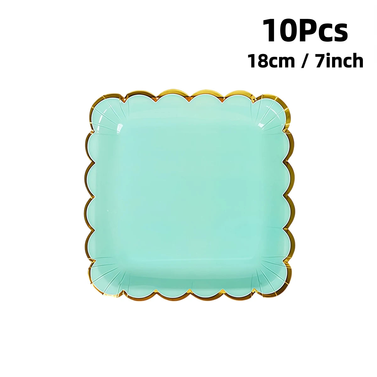 Deluxe Pastel Coloured Scalloped Edge Gold Foil Paper Plates Cups Napkins Disposable Tableware Set for Birthday Wedding Celebration Party Supplies
