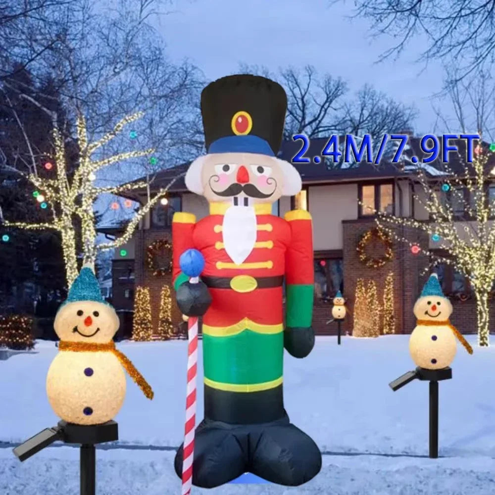 Christmas Inflatable Nutcracker Decor with LED Lighted Christmas Decoration Outdoor - 2.4M