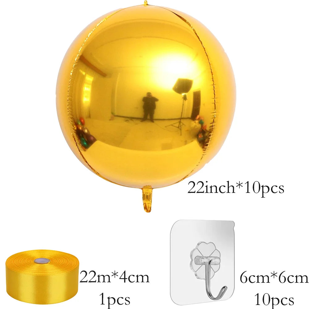 18inch / 22inch  Hanging Balloons  (All colours)  10pcs set Large 4D Chrome Foil Balloons Birthday Party Wedding Baby Shower
