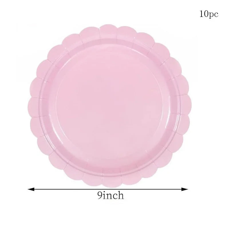 Petal Shaped Pastel Coloured 7/9 Inch Disposals  for Weddings Birthdays Baby Showers Party Supplies