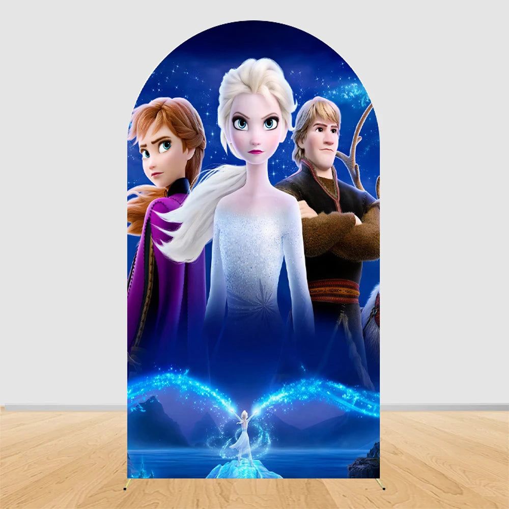 Ice Princess Birthday Decorations Arch Backdrop Cover | Winter Wonderland Snow Queen Kids Girls Birthday Party Background