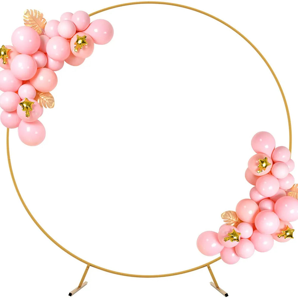 Round Backdrop Stand with Large White or Golden Frame - For Balloon Garlands