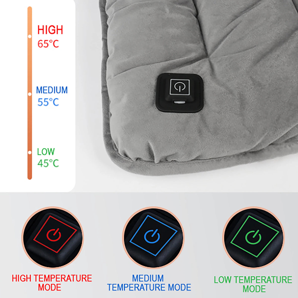 Electric Heating Cushion 45cm Chair Car Pet Body Office Winter Heated Pad Warmer Electric Blanket Cat Dog Adjustable Temperature