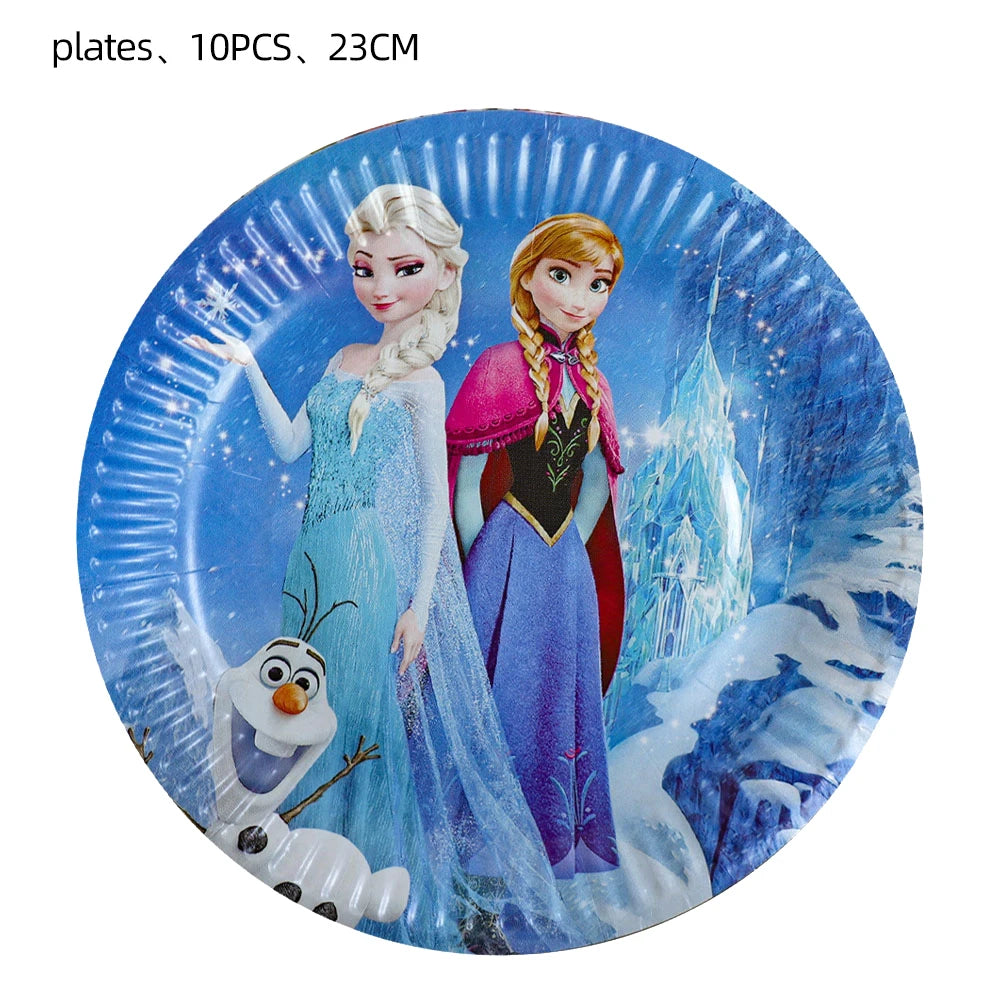 Elsa & Anna Princess Birthday Party Kit – Frozen-Themed Decorations, Balloons, Banner, Plates, Cups & Gift Bags