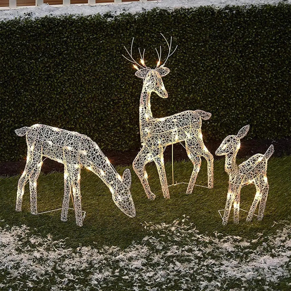 Outdoor Lighted Christmas Reindeer Standing Ornament With LED Light Glowing Glitter Reindeer