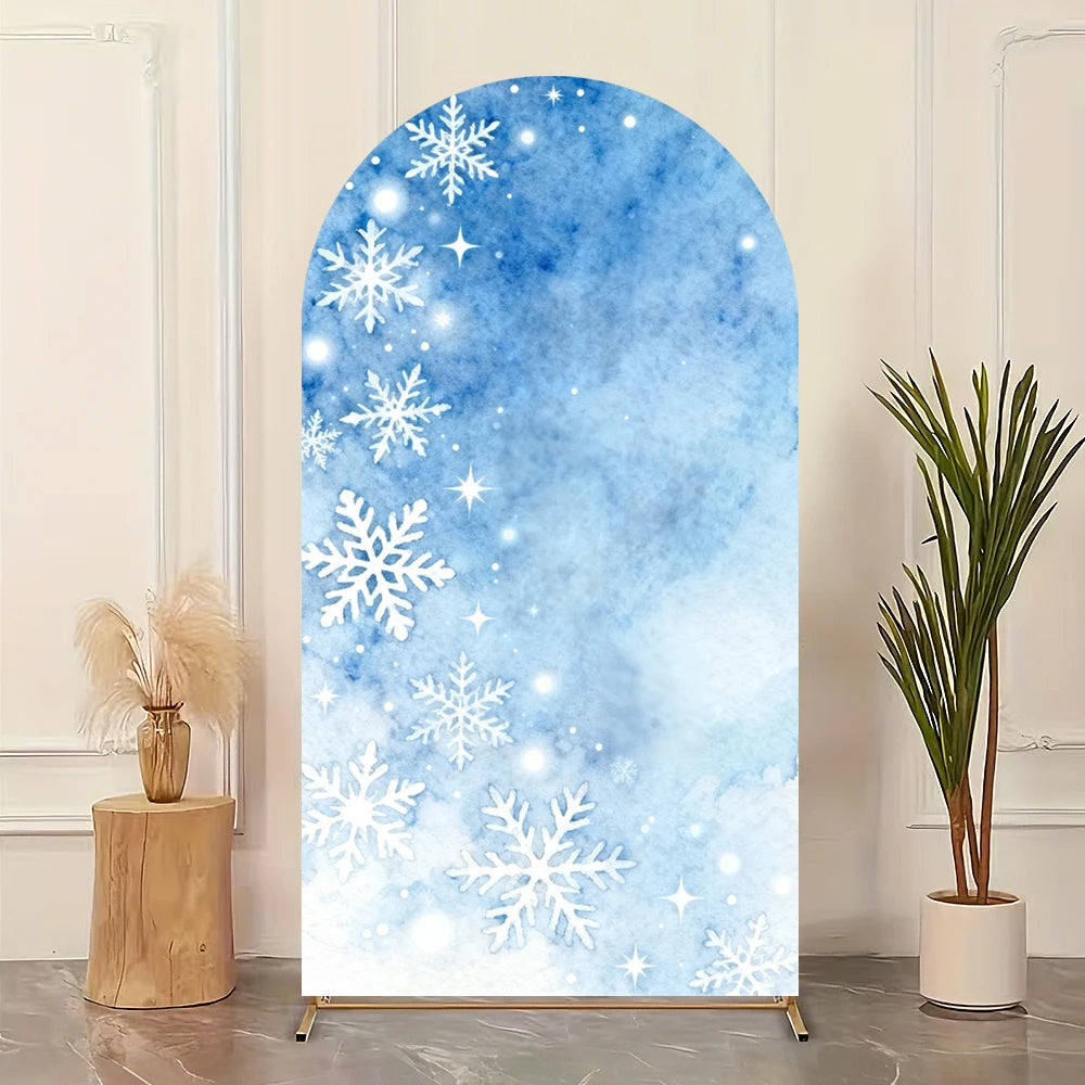 Snowflake Balloon Arch Backdrop for Christmas and New Year Party Spandex Elastic Arched Backround