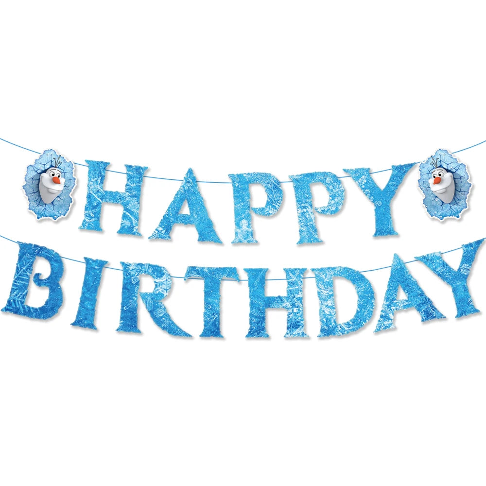 Elsa & Anna Princess Birthday Party Kit – Frozen-Themed Decorations, Balloons, Banner, Plates, Cups & Gift Bags