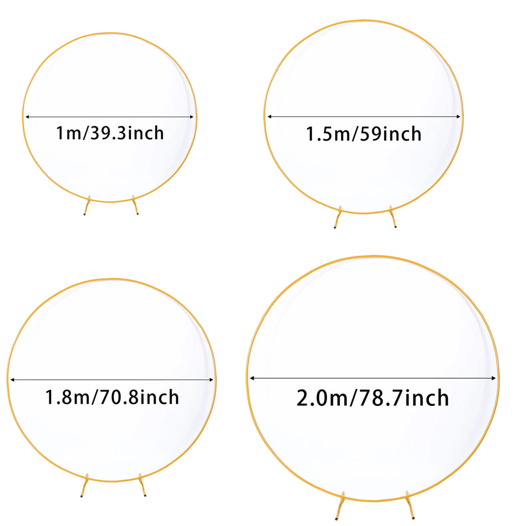 Round Backdrop Stand with Large White or Golden Frame - For Balloon Garlands